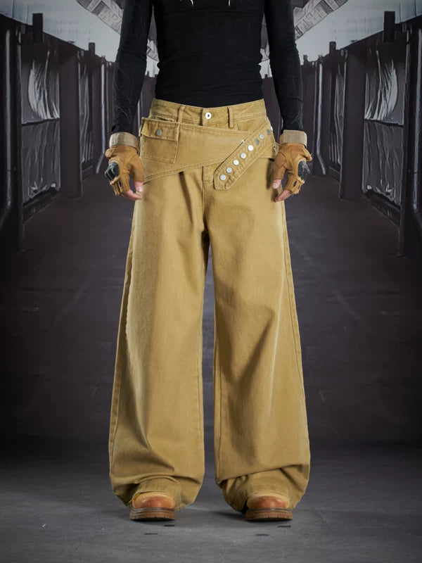 Wide Leg Cotton Utility Work Pants 1