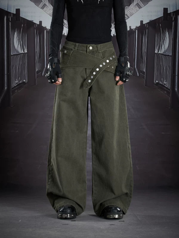 Wide Leg Cotton Utility Work Pants 2