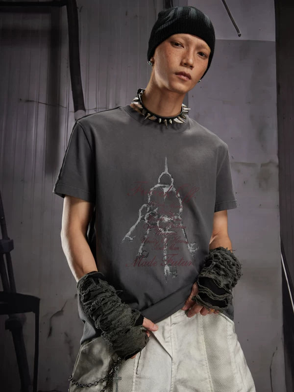 Distressed Graphic Print Short-Sleeve T-Shirt 1