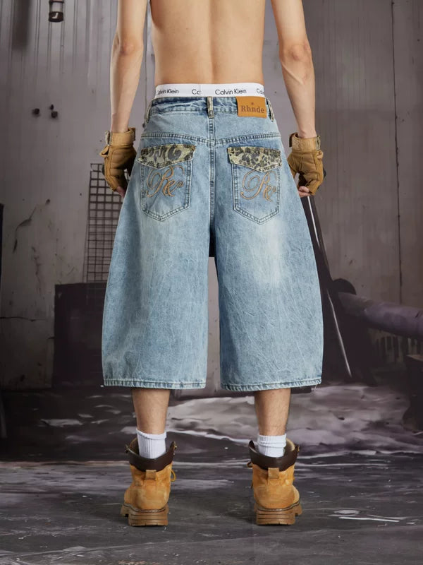 Distressed Wide-Leg Denim Capri Pants 2