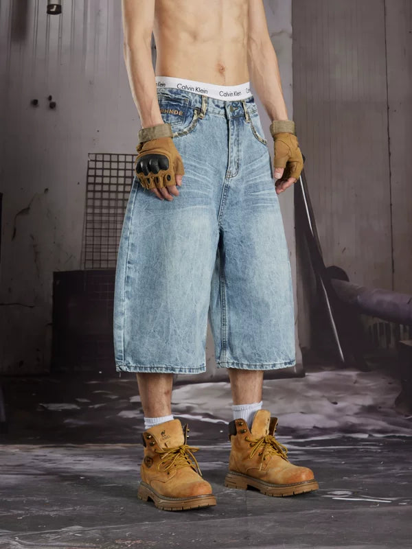Distressed Wide-Leg Denim Capri Pants 5