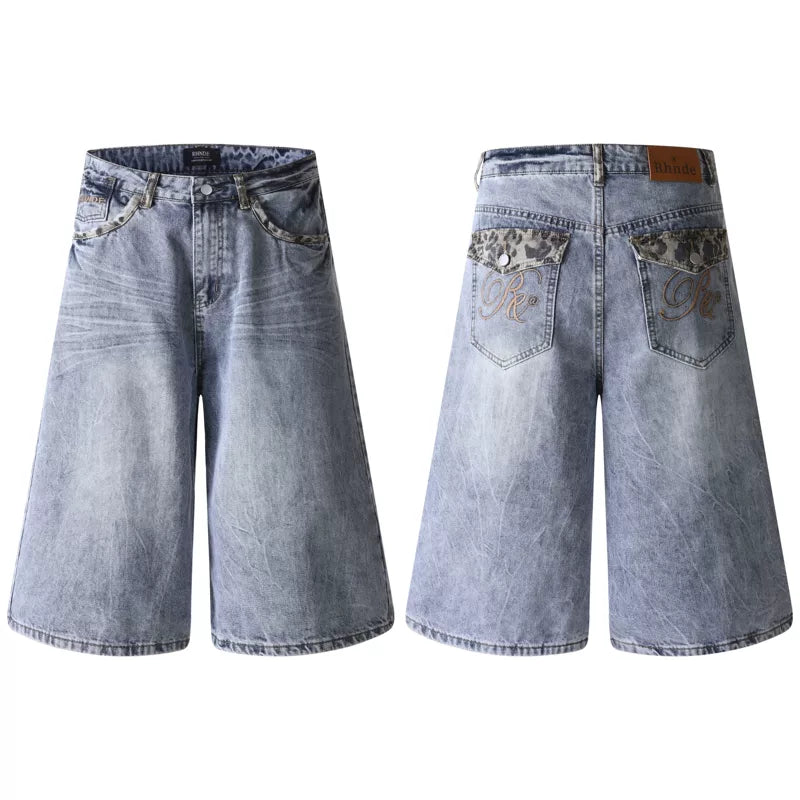 6099716065421,6099716065422,6099716065423,6099716065424, Distressed Wide-Leg Denim Capri Pants
