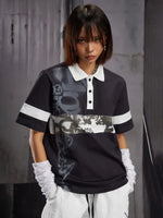 Letter Print Short-Sleeve Polo Shirt 2