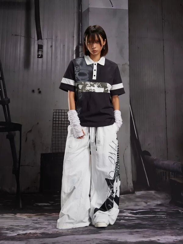 Letter Print Short-Sleeve Polo Shirt 5