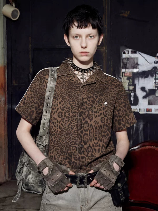Leopard Print Cuban Collar Shirt 1