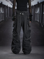 Distressed Multi-Pocket Wide Leg Cargo Pants 2