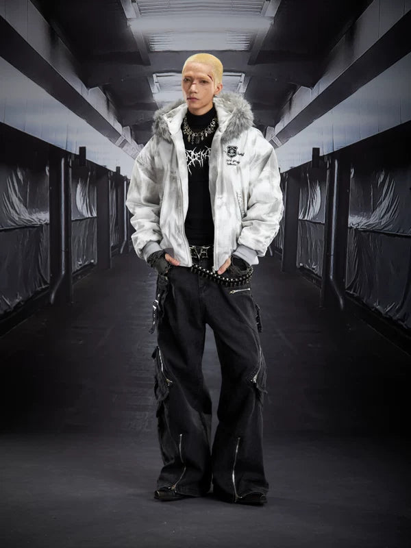 Distressed Multi-Pocket Wide Leg Cargo Pants 4