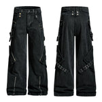 5966593616868,5966593616869,5966593616870,5966593616871,5966593616872, Distressed Multi-Pocket Wide Leg Cargo Pants