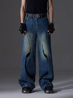 Cutout Wide Leg Distressed Jeans Pants 1