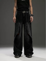 Cutout Wide Leg Distressed Jeans Pants 2