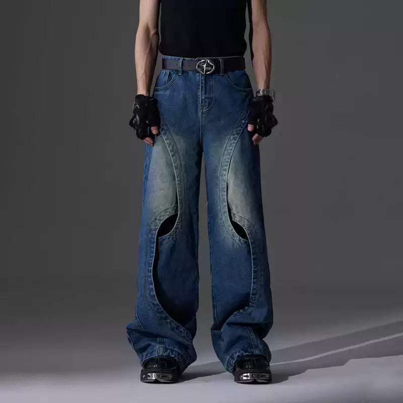 5424408912858,5424408912859,5424408912860,5424408912861, Cutout Wide Leg Distressed Jeans Pants