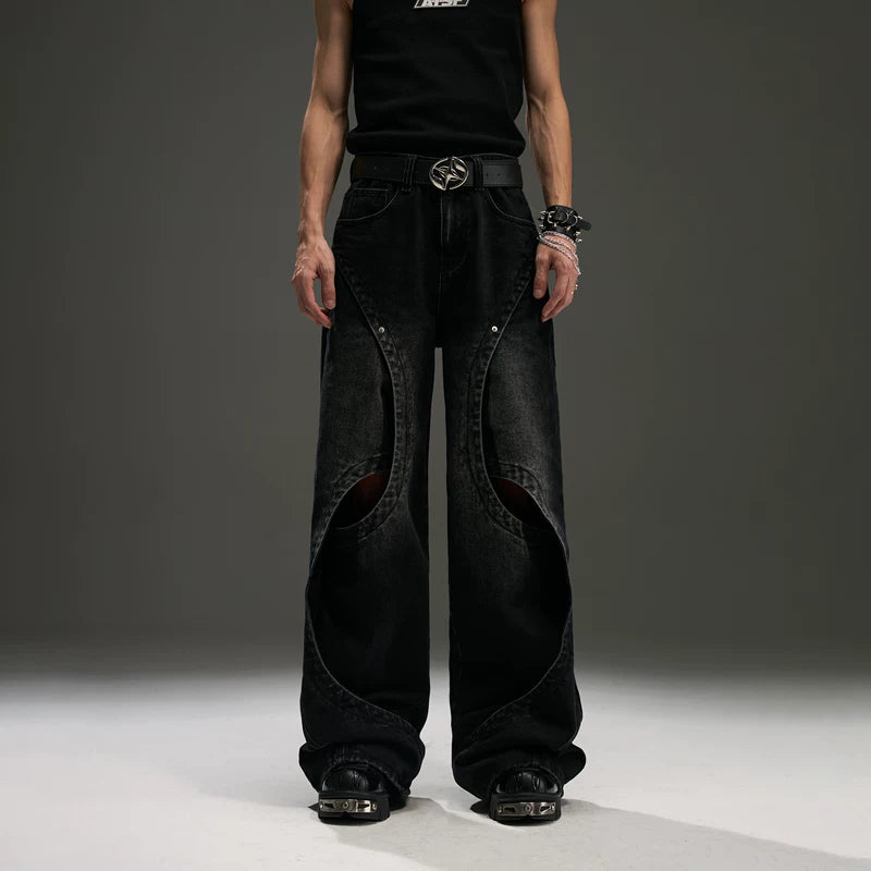 5424408912862,5424408912863,5424408912864,5424408912865, Cutout Wide Leg Distressed Jeans Pants