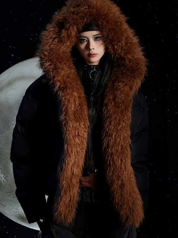 Hooded Faux Fur Trim Padded Winter Coat 1