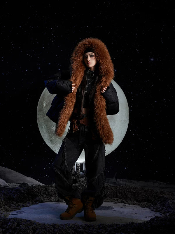 Hooded Faux Fur Trim Padded Winter Coat 5