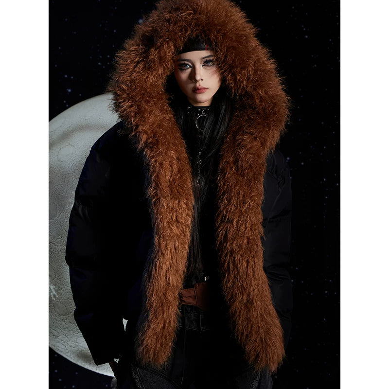5788496982974,5788496982975,5788496982976, Hooded Faux Fur Trim Padded Winter Coat