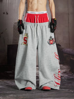 Embroidered Double Waist Loose Casual Pants 2