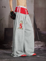 Embroidered Double Waist Loose Casual Pants 5