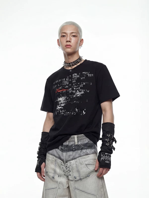 Distressed Print Slim Fit T-Shirt 1