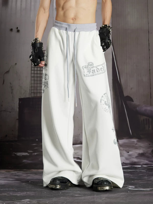 Graphic Print Wide Leg Sweatpants 2