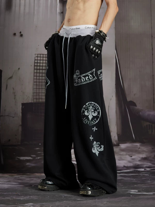 Graphic Print Wide Leg Sweatpants 4