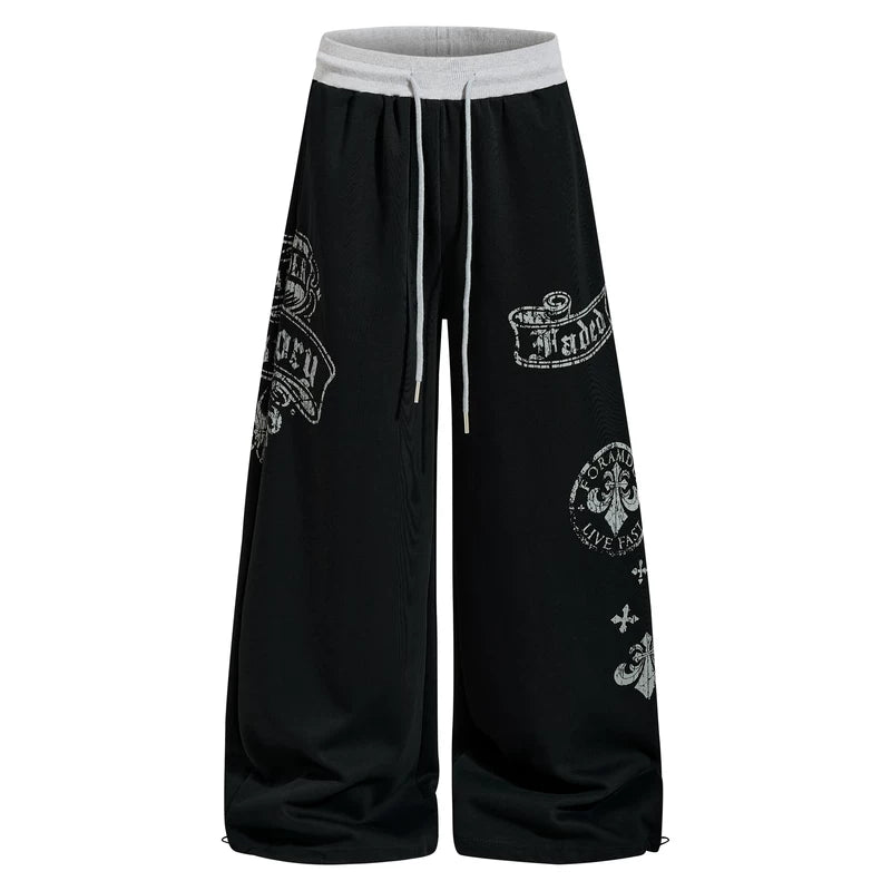 6096553384402,6096553384403,6096553384404,6096553384405, Graphic Print Wide Leg Sweatpants