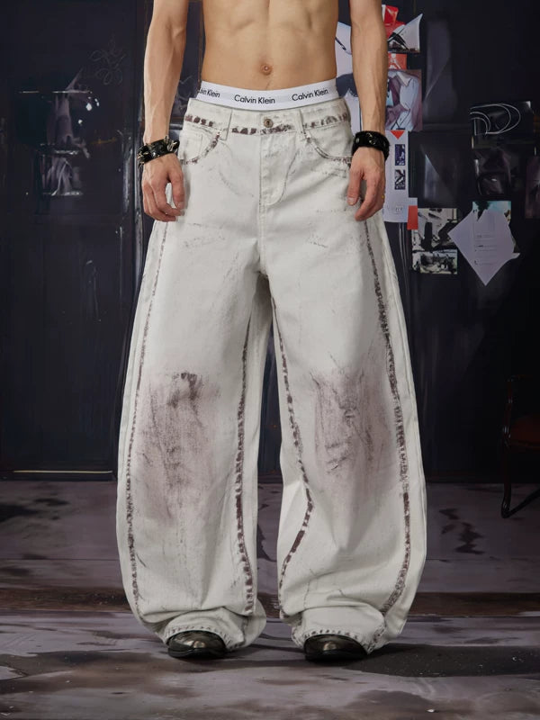 Distressed Wide-Leg Jeans Pants 1