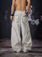 Distressed Wide-Leg Jeans Pants 2