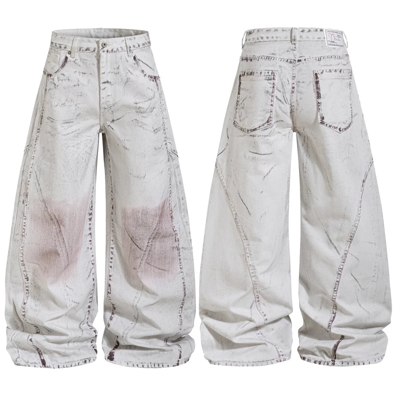 6077613541516,6077613541517,6077613541518,6077613541519,6077613541520, Distressed Wide-Leg Jeans Pants