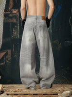 Distressed Wide-Leg Curved Denim Pants 3
