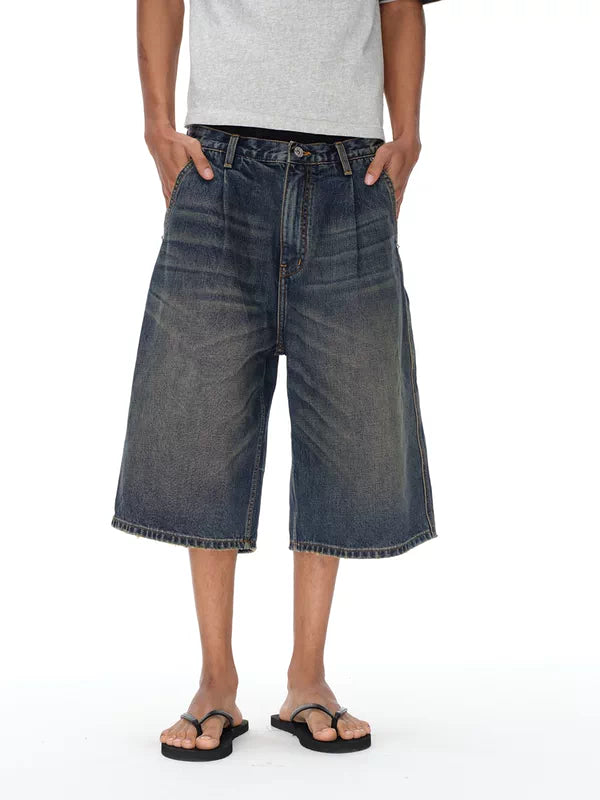 Oversized Pleated Denim Shorts 3
