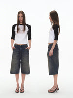 Oversized Pleated Denim Shorts 4