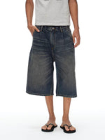 6068305761010,6068305761011,6068305761012,6068305761013, Oversized Pleated Denim Shorts