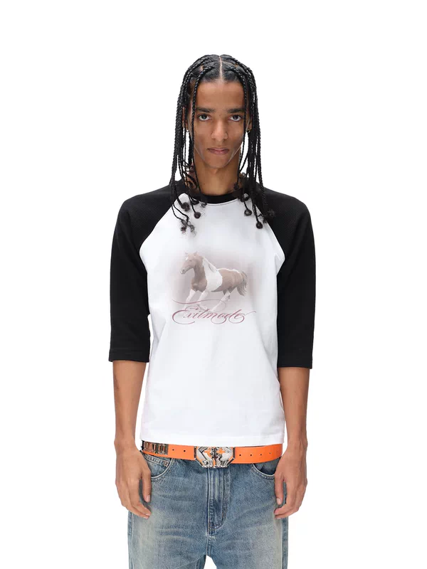 Waffle Raglan Three-Quarter Sleeve T-Shirt 2