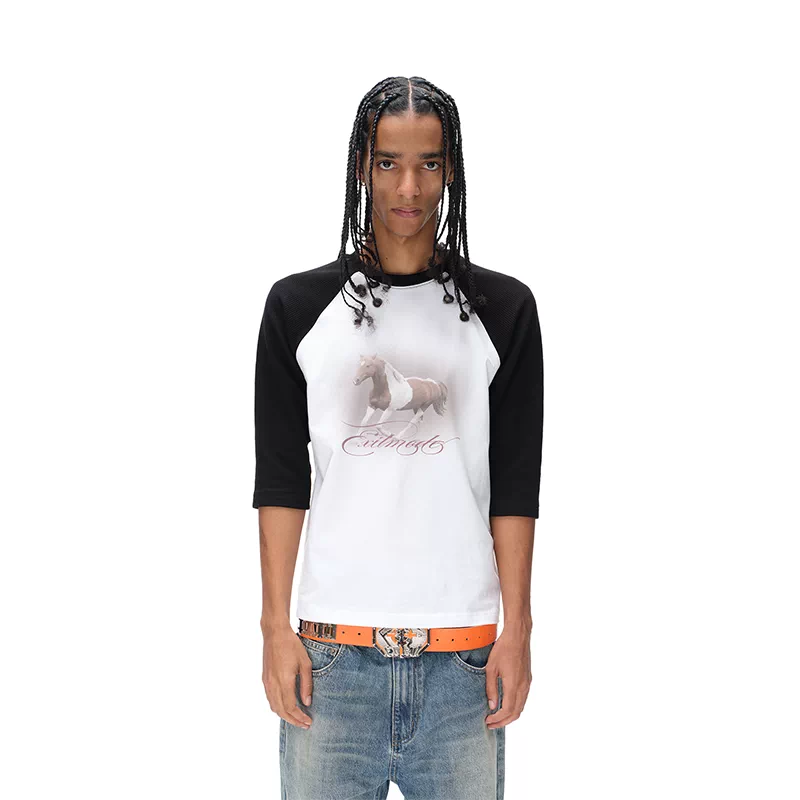 6219039162775,6219039162776,6219039162777, Waffle Raglan Three-Quarter Sleeve T-Shirt