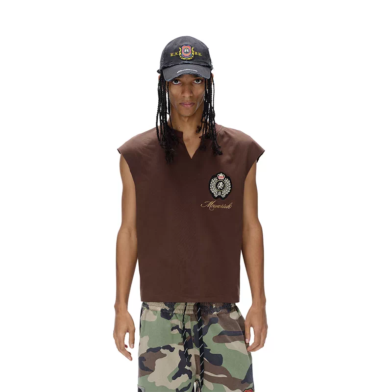 6225844591583,6225844591584,6225844591585, Embroidered Sleeveless Vest Tee