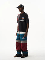Color Block Striped Embroidered T-Shirt 2