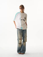 Color Block Striped Embroidered T-Shirt 3