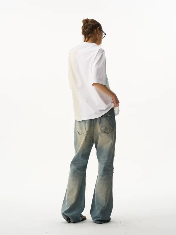 Color Block Striped Embroidered T-Shirt 5