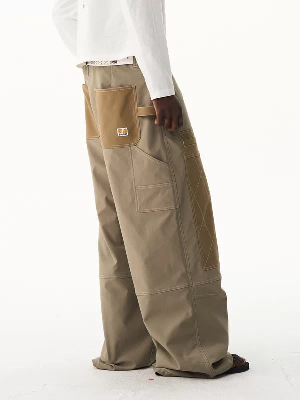 Quilted Colorblock Wide-Leg Cargo Pants 2