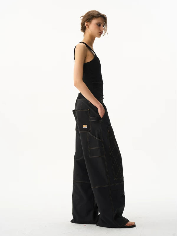 Quilted Colorblock Wide-Leg Cargo Pants 3