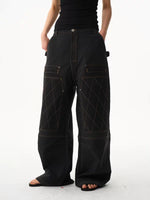 Quilted Colorblock Wide-Leg Cargo Pants 4