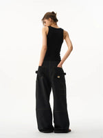Quilted Colorblock Wide-Leg Cargo Pants 5