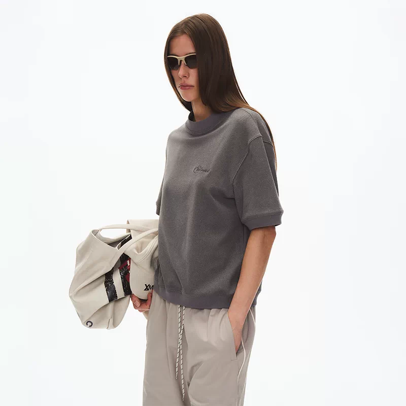 6061141097120,6061141097121,6061141097122,6061141097123, Loose Fit Fleece Crew Neck T-Shirt