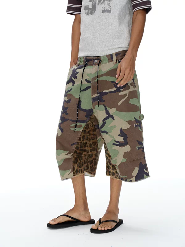 Loose-Fit Camouflage Leopard Print Pants 1