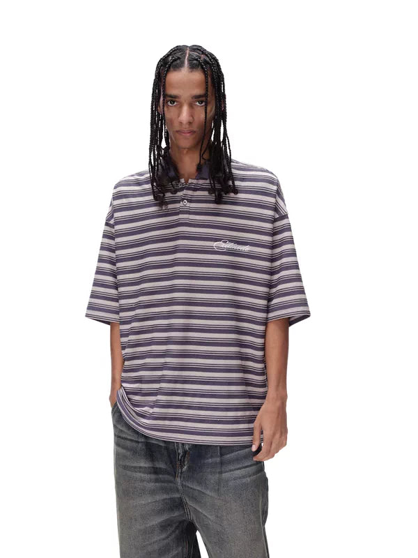 ,6227686391439,6227686391440,6227686391441,6227686391442, Striped Embroidered Short-Sleeve Polo Shirt