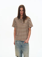 6227686391444,6227686391445,6227686391446, Striped Embroidered Short-Sleeve Polo Shirt