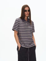 6227686391448,6227686391449,6227686391450, Striped Embroidered Short-Sleeve Polo Shirt