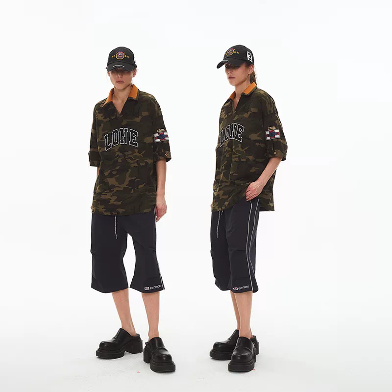 6060234272760,6060234272761,6060234272762,6060234272763, Camouflage Embroidered Short-Sleeve T-Shirt