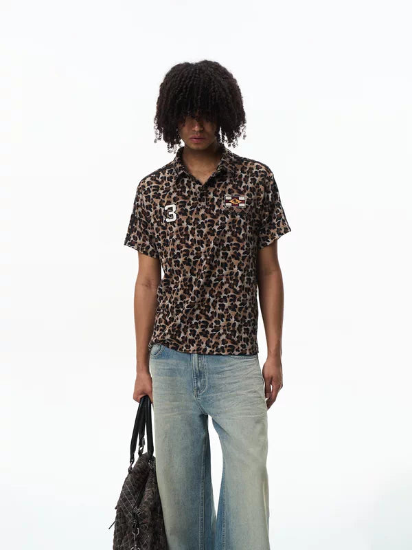Leopard Print Embroidered Polo Shirt 4