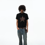 6088985224576,6088985224578,6088985224580,6088985224582, Leopard Star Graphic Short Sleeve T-Shirt
